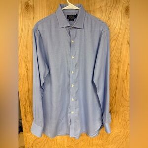 Polo Ralph Lauren Slim Fit Easy Care Geo Print Dress Shirt in Blue Size 16 1/2